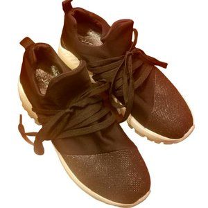 JSlides MORROW Sneaker | Black | Glitter | Lace Up | Size: 7M